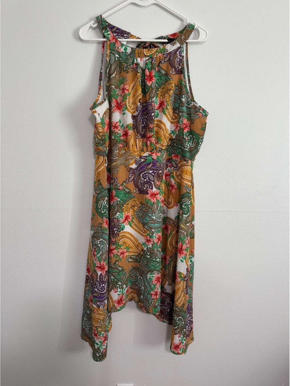 Mile Gabriels XL Paisley Floral High Neck Sleeveless Dress